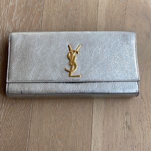 YSL Argento silver clutch